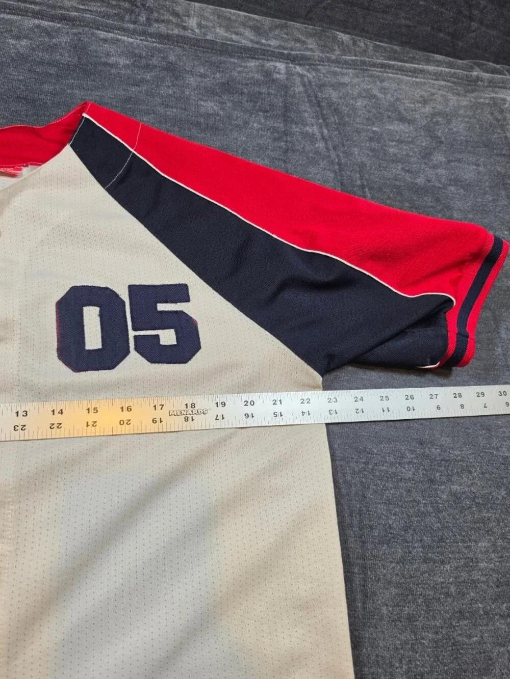 Baseball Jersey Red and Navy Raglan Sleeves 05